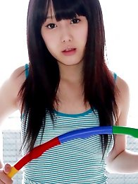 Machiko is such a cute little liar. She said she sucked at hula hooping, but compared to other Japanese chakuero girls, Machiko is definitely in the t